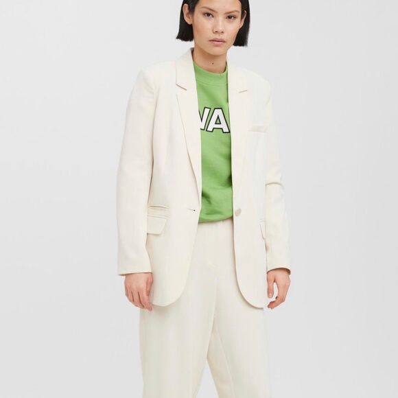 Vero Moda Aware Tone Long Sleeve Oversized Blazer Jacket Birch Women US 4 Office - Picture 9 of 10